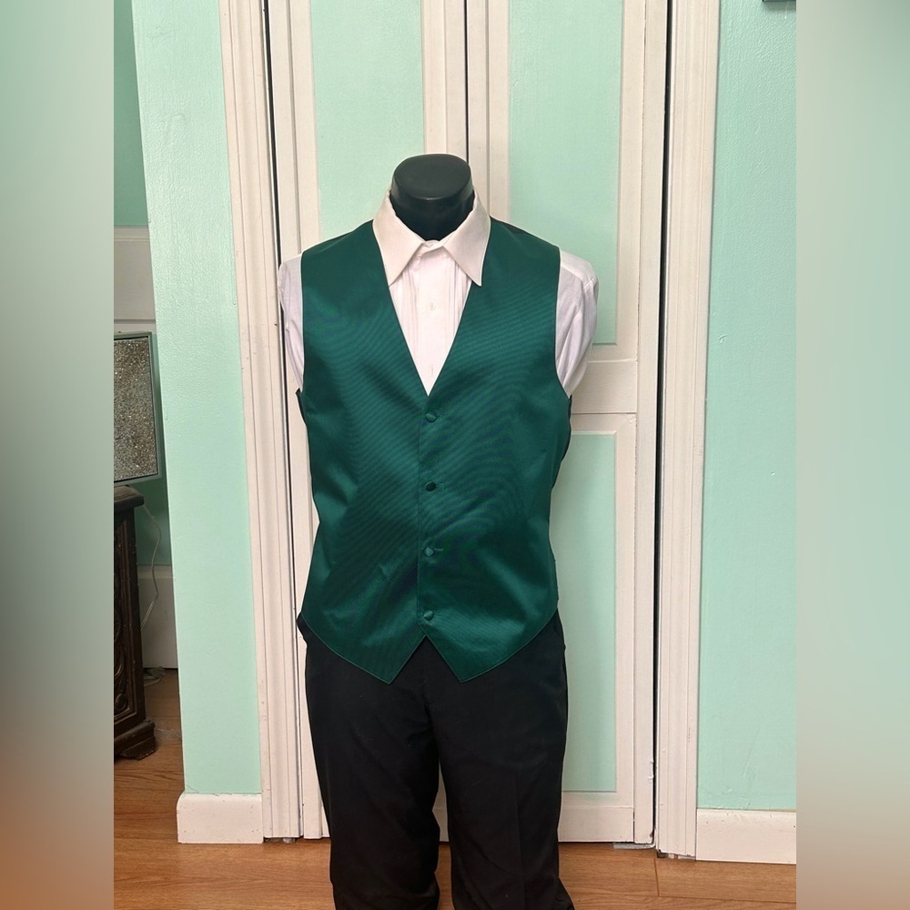 Hunter Forest Green Twill Closed Back Vest Wedding Prom Men’s Medium M